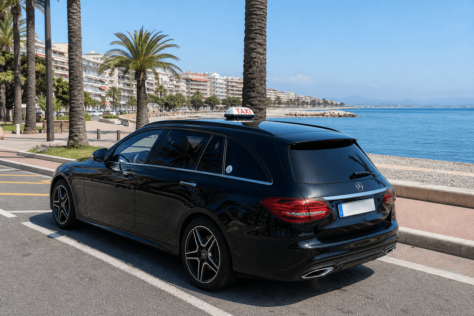 Taxi Antibes sur le bord de mer à Cros-de-Cagnes, Cagnes-sur-Mer