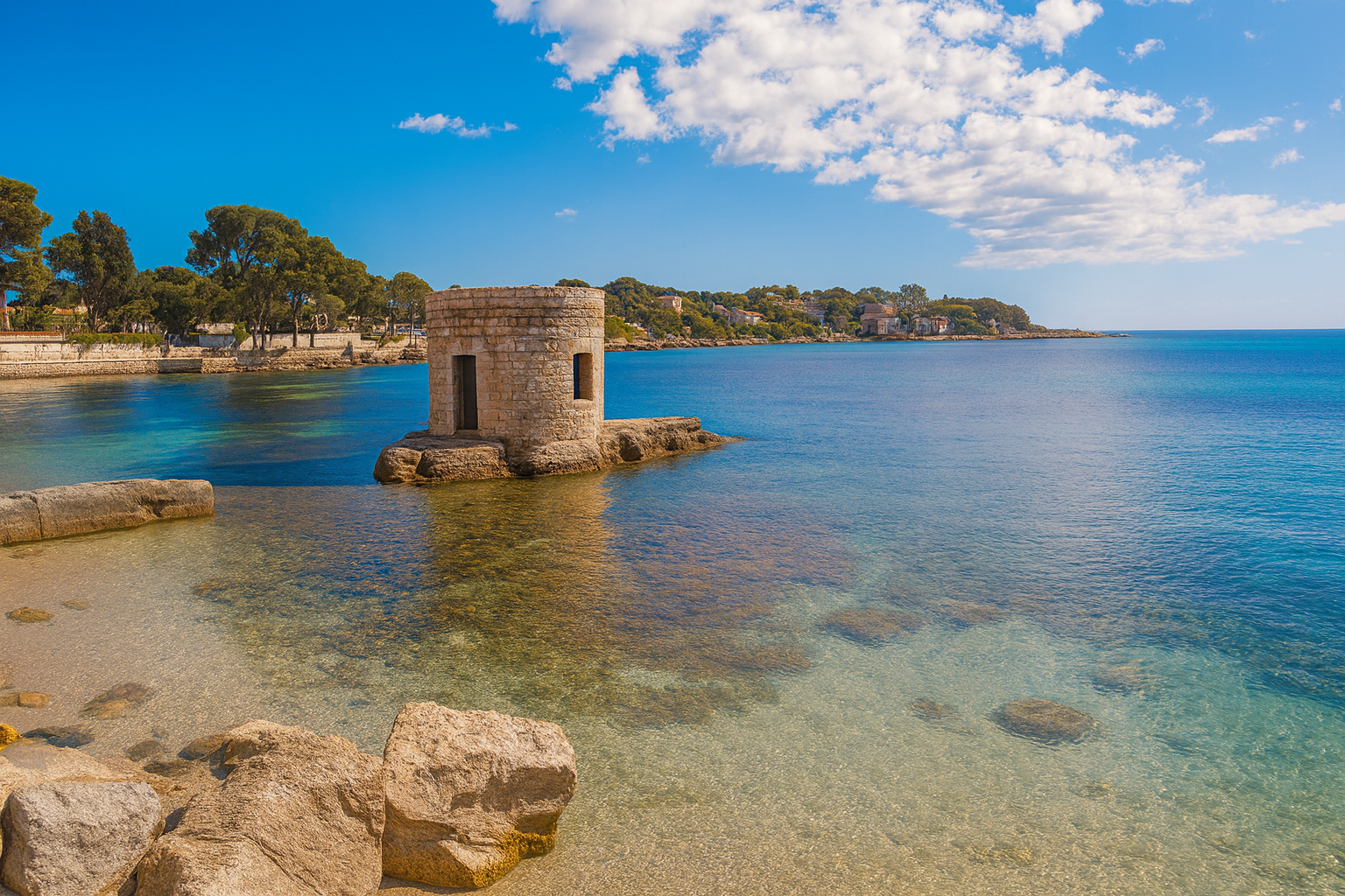 Plages du côté Est du Cap d'Antibes, petites criques calmes et sauvages