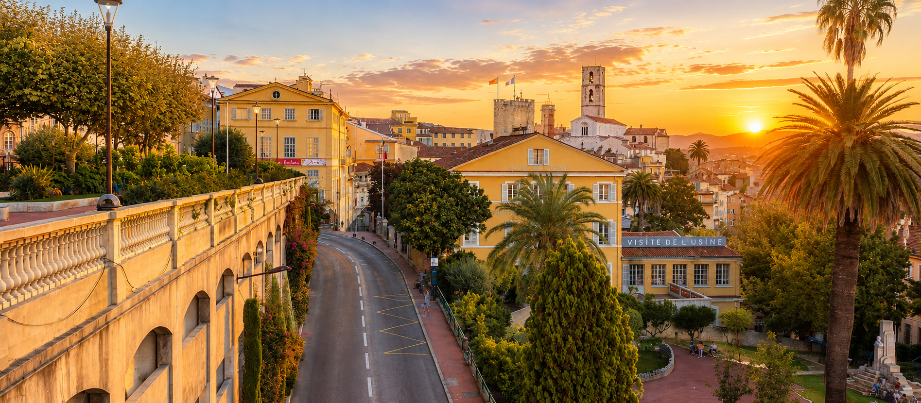 Vue panoramique de Grasse, capitale mondiale du parfum, avec ses ruelles médiévales